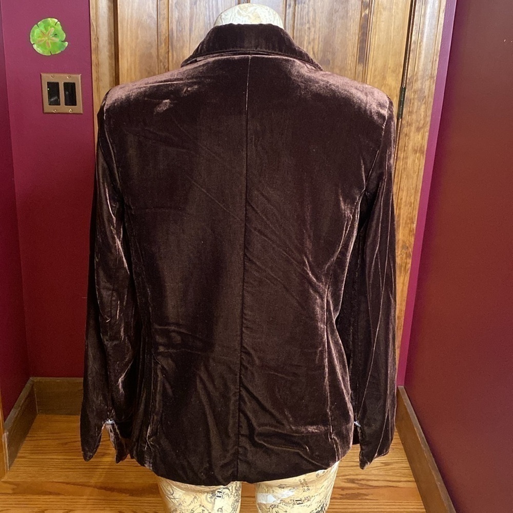Dialogue Chocolate cocoa mocha Brown Velvet blazer Jacket Sz S - Picture 3 of 11